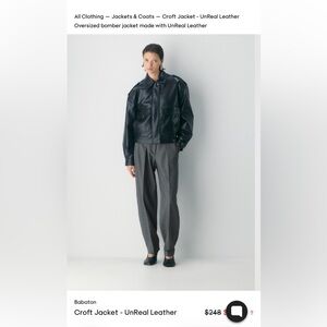 Aritzia Black Croft UnReal Leather Jacket